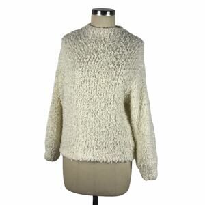 1. STATE Antique White Fuzzy Mock Neck‎ Sweater Med